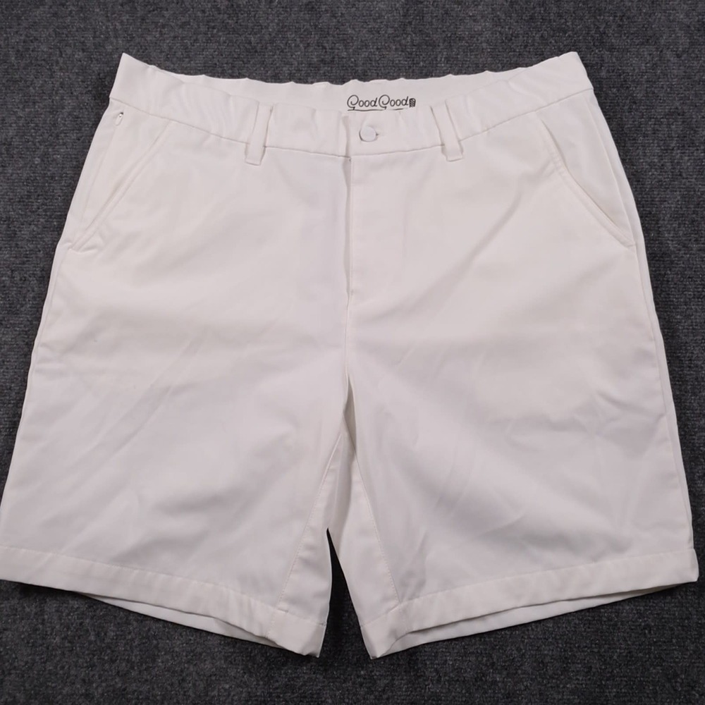 Good Good Golf Shorts Mens 36 White Flat Front Chino Active Fighting for Par